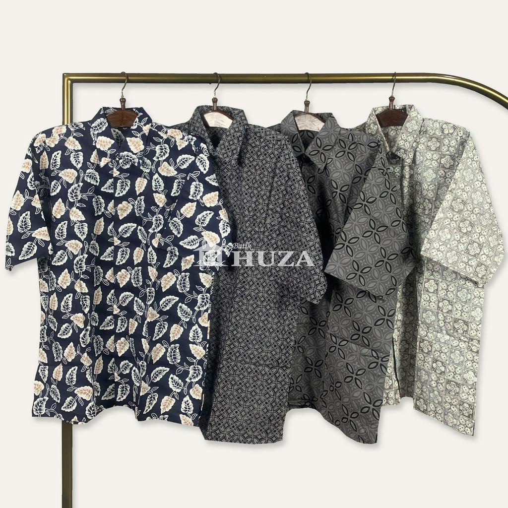 BATIK HUZA - KEMEJA BATIK LENGAN PENDEK JUMBO HEM AKANDRA JUMBO