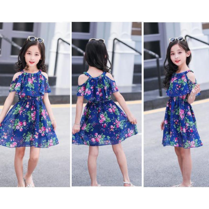 BARU! LIA028 - Dress Korea 4-13 Tahun Anak Perempuan Fashion Terlaris Baju Pesta Pergi Jalan