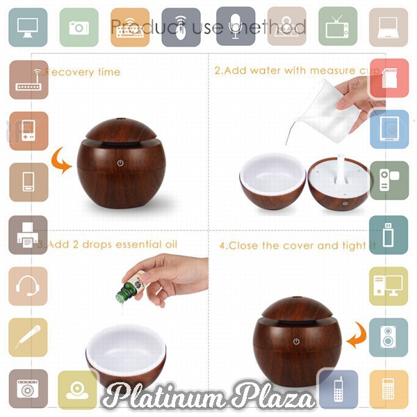 Taffware Aromatherapy Air Humidifier Desain Kayu - HUMI H41 - Brown`E03S4P-