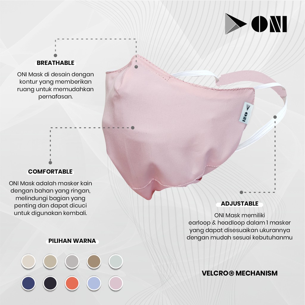 Oni Mask - Pink - Masker Hijab - Dapat Dicuci