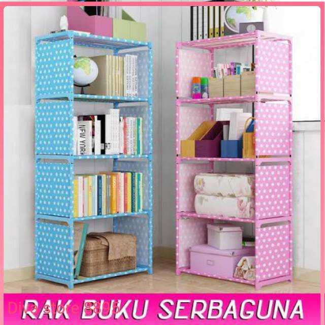 Rak Buku Portable 4 Susun/ Rak Buku Portable Serba Guna Size: 42 x 30 x 122cm JY