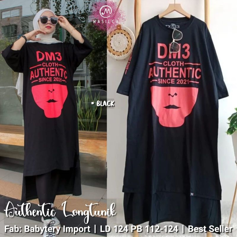 Long Tunik Panjang Hitam Ld 120 Jumbo Baju wanita