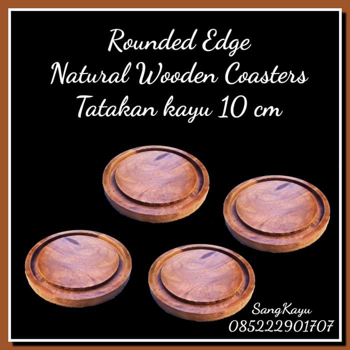 Edge Natural wooden coasters 10 cm Tatakan kayu alami model garis tepi