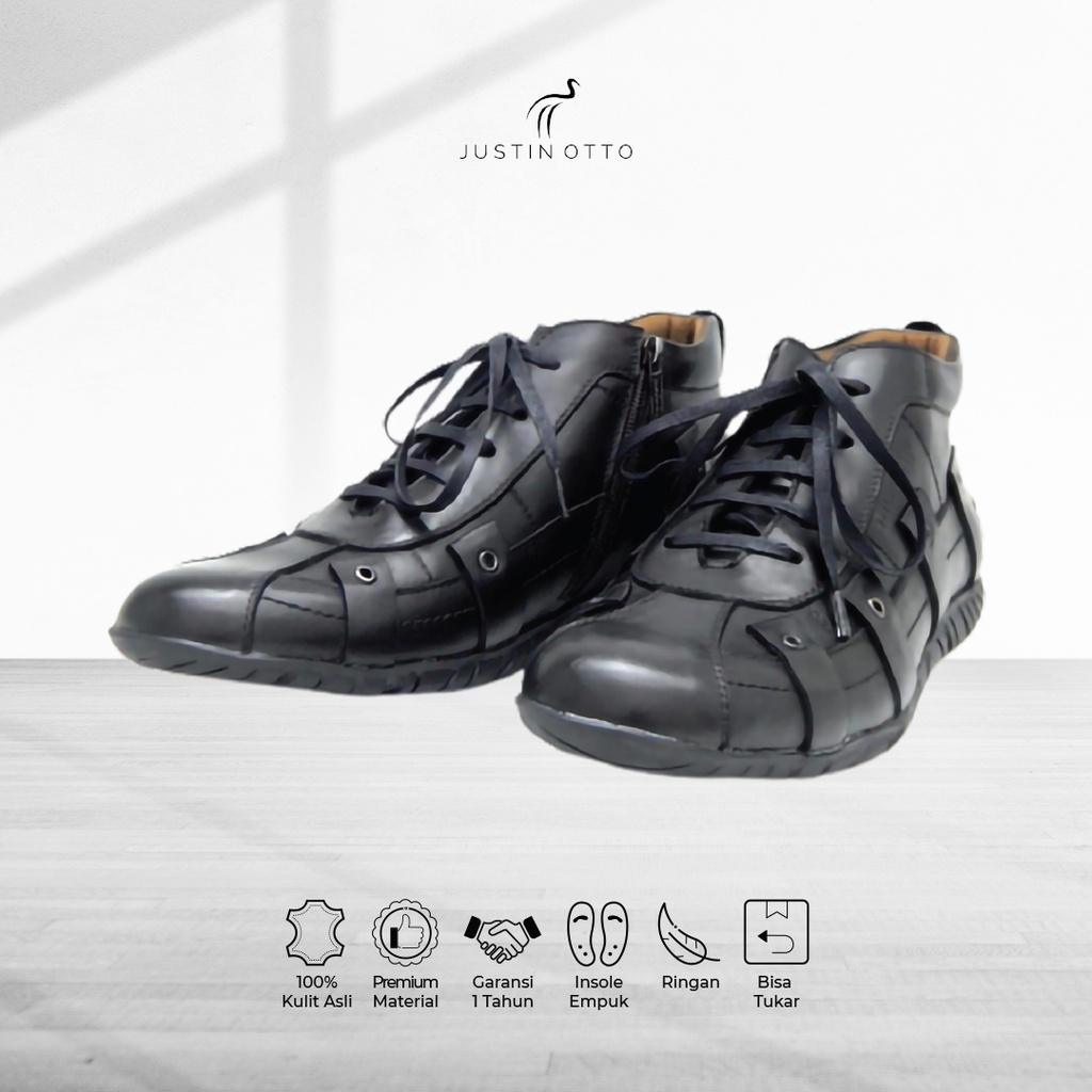 Justin Otto Official Sepatu Boots Kulit Pria VG 203 Warna Hitam Model Casual Dan Kekinian Terlaris