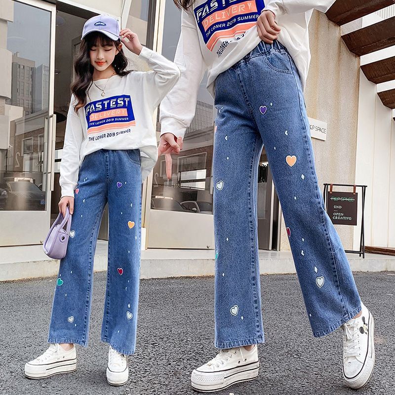 Celana Anak Perempuan Heart Jeans Loose Usia 7-12 Tahun