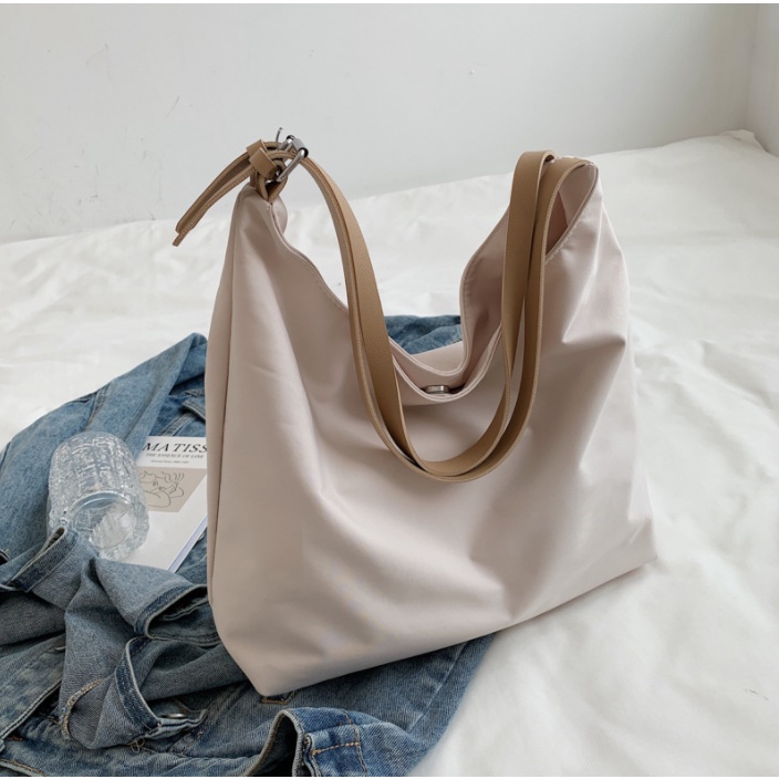 POLAR Tote bag Shoulder Bag Kanvas Wanita Pria Remaja Tali Gesper Polos Korean Vintage Lucu Button Dumpling Sekolah Kuliah Style Chikoisme (RSL)