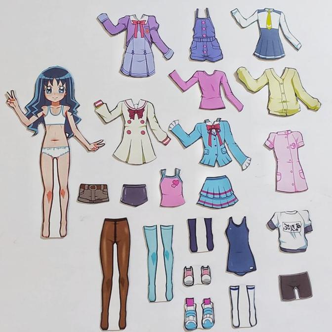 Open DS] Bongkar pasang baju kertas magnet Dress up doll busy page School Girl