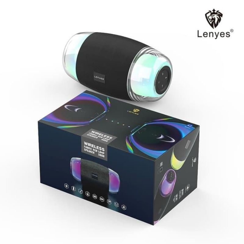 SPEAKER BLUETOOTH WATERPROOF IPX6 ORI LENYES S808 FABRIC RGB LAMP