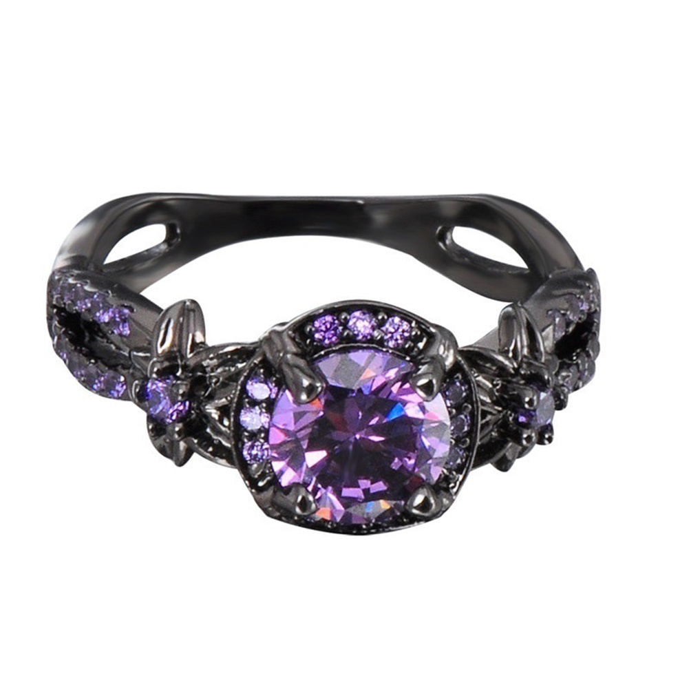 Hu Hu Hu Hu Hu Alat Bantu Pasang Kacamata♡ Cincin Wanita Hias Amethyst Imitasi Gaya Elegan Untuk Pertunanganpernikahanhadiah