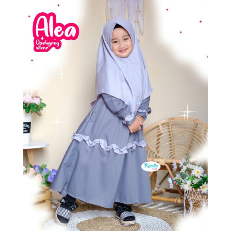ALEA DRESS ONLY DARK GREY X SILVER KAMILA KIDS ZABANNIA GAMIS ANAK