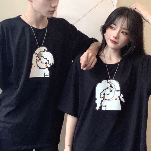 T-SHIRT couple gambar pria wanita lucu kapelan bagus murah kembar pasangan Baju kopel pacarFUSION