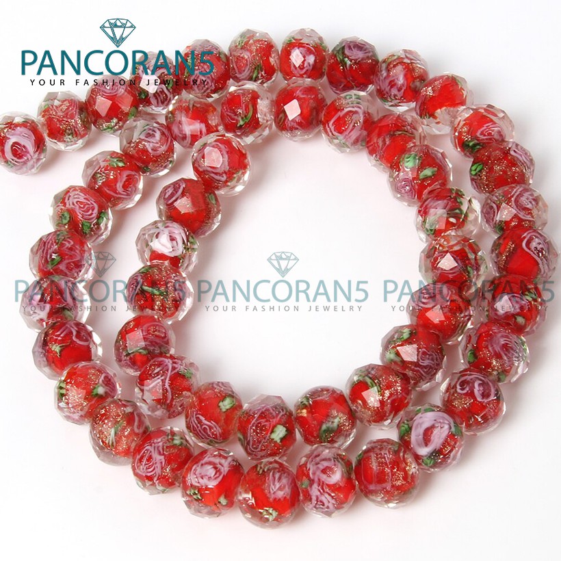 Manik Manik Kristal Lampwork Ceko Murano Warna Merah