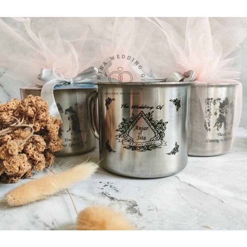 SOUVENIR GELAS STAINLESS 8cm KEMAS TILE