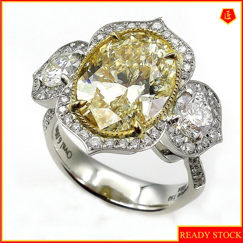 [Ready Stock]Yellow Diamond Ring Luxury Fashion