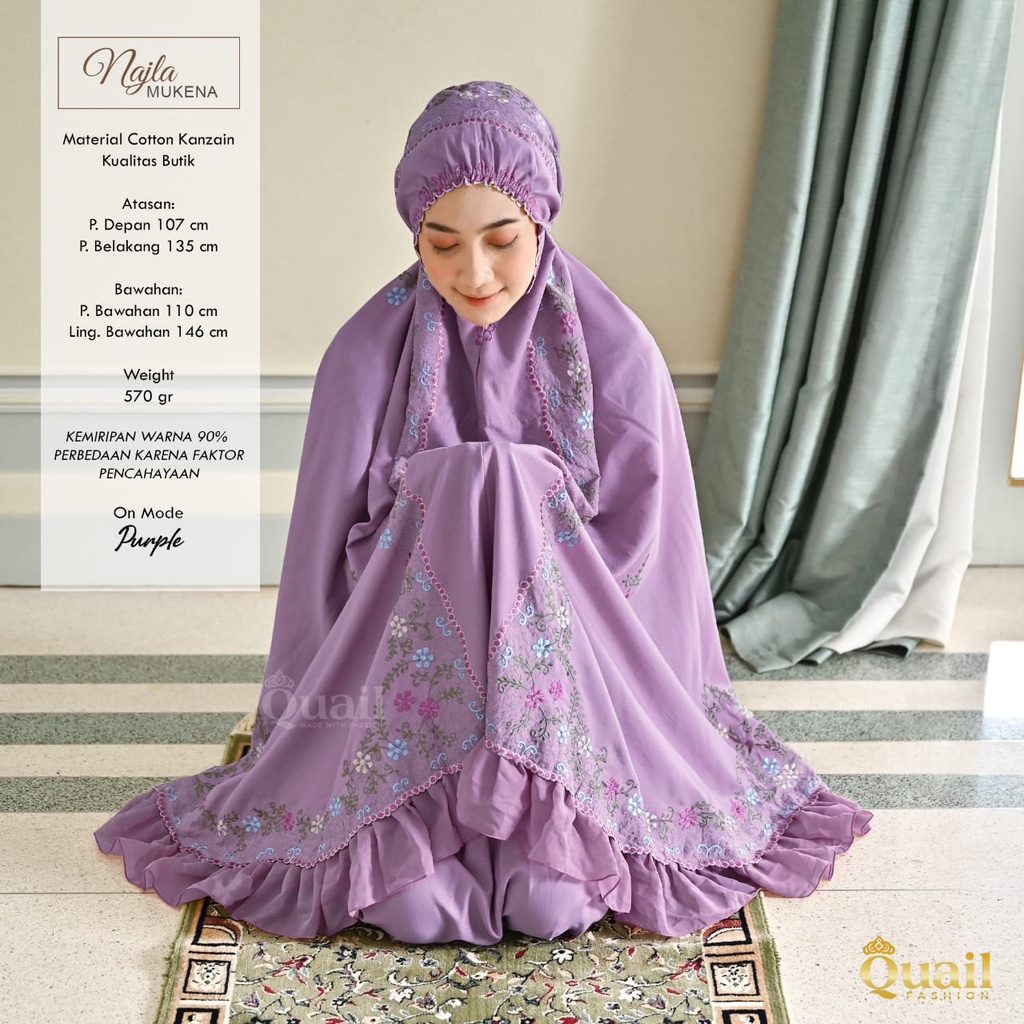 Mukena Dewasa Bordir Exclusive Katun Kanzain Najla Mukena Original Quail Hijab
