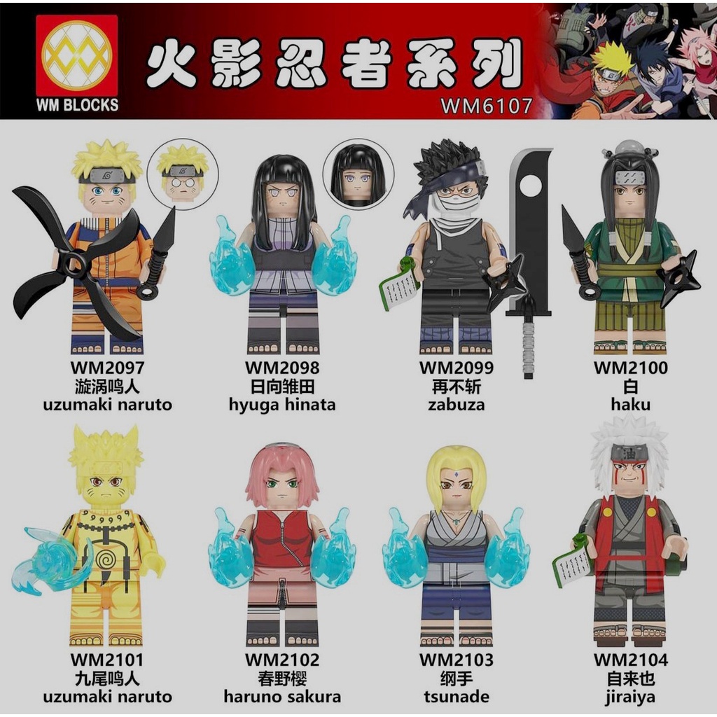 Mainan Minifigure Action Figure Naruto Zabuza Jiraiya Tsunade Hinata Sakura