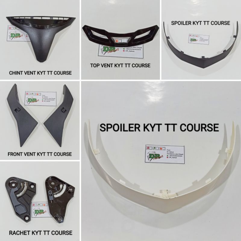 part helm kyt tt course chint vent spoiler rachet ventilasi karet list