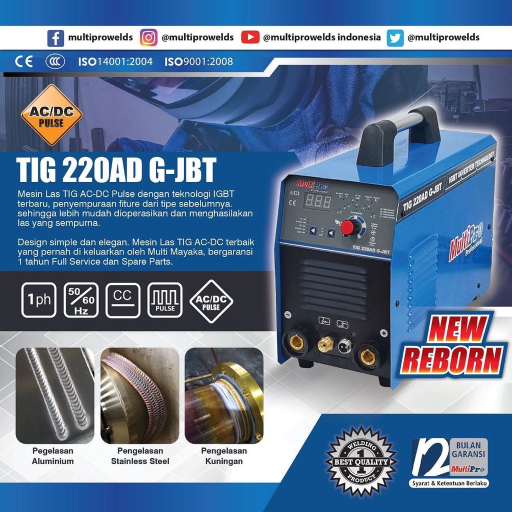 MULTIPRO TIG 220AD M-JB - Mesin Travo Las AC DC Besi Stainless Alumunium