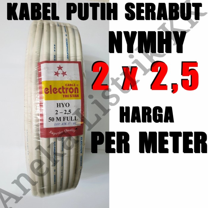 Sale Electron Kabel Putih Serabut Nymhy 2 X 2,5 Potongan Meteran 2X2,5 1M Bergaransi