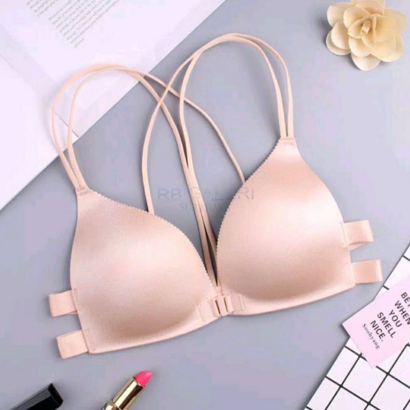 Pakaian Dalam Wanita Bra Sexy Push Up model one piece sport yoga bra set Bra Bralette Bergaya Sexy Seksi dengan  Tali Strap Menyilang RB-6
