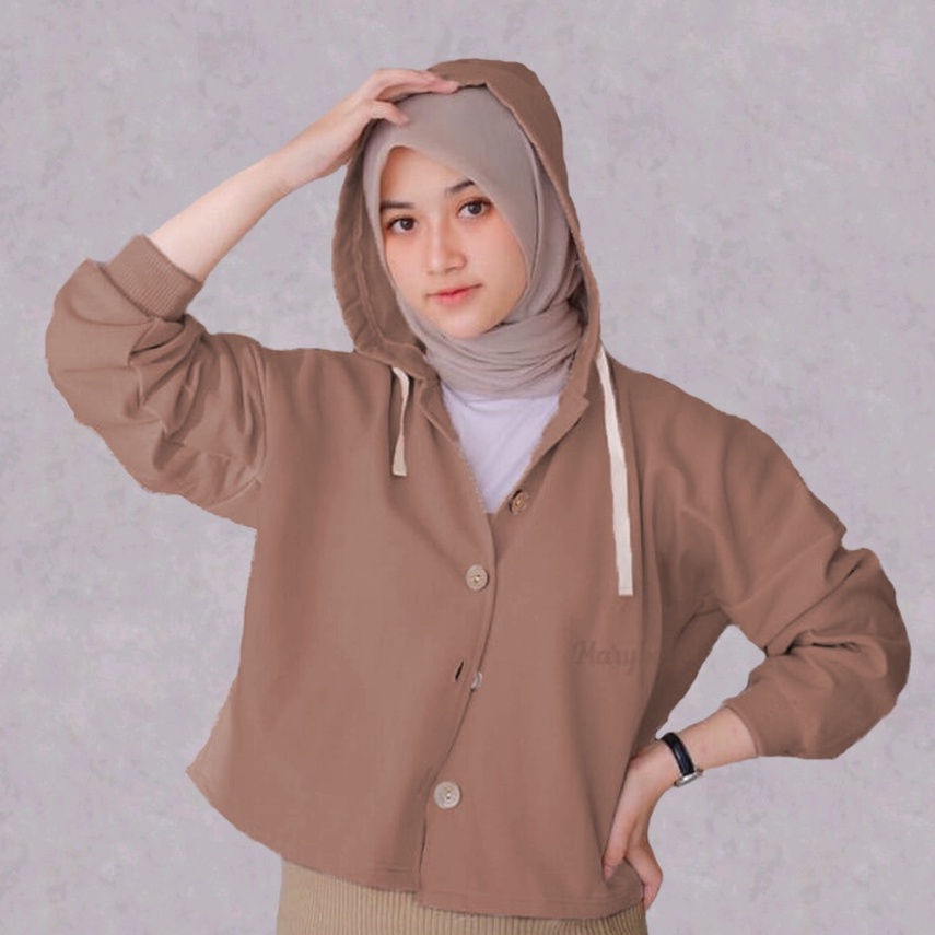 Jaket Wanita Hoodie Flecee Trending Sweater berkancing Basic Polos wanita Hoodie Jumper-5