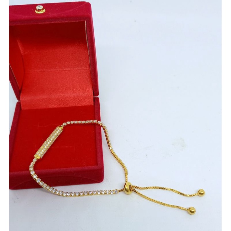 GELANG ASLI PERAK 925 LAPIS EMAS/GELANG SERUT LISTRING MATA PUTIH COR/GELANG ASLI SILVER/GELANG FASHION WANITA
