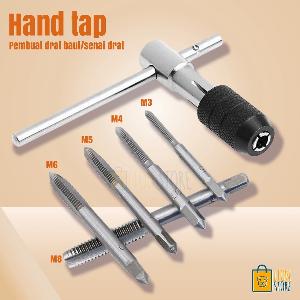 Set Hand Tap Mata Bor Tap Senai Baut Pembuat Derat Ulir sekrup tap Wrench set