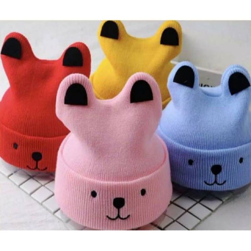 Topi Rajut Telinga Kucing/ Topi kupluk bayi (0-3 tahun)