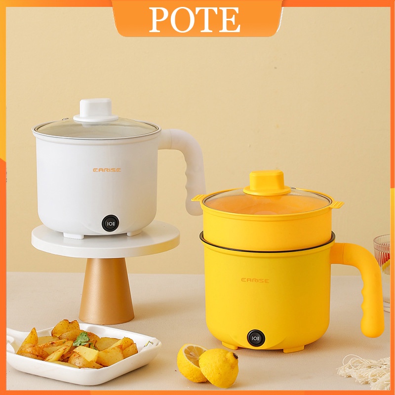 POTE Panci Listrik Multifungsi Elektrik Cooker Keramik teflon Lapisan Ganda Anti Lengket 1.5L Electric Pot