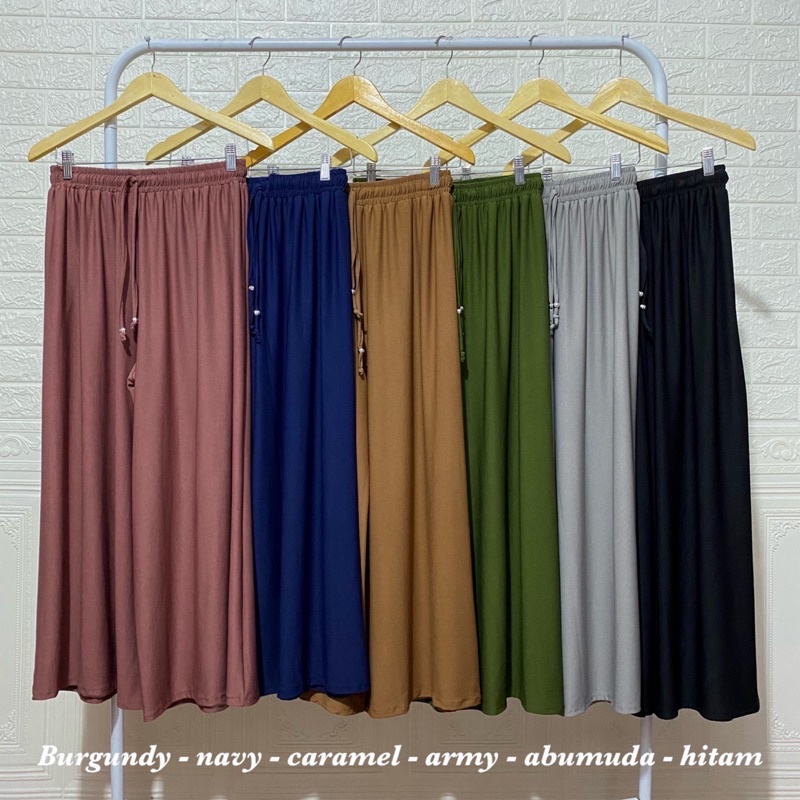 COMFY PANTS CELANA KULOT PANJANG POLOS TALI MELAR MURAH FIT TO XXL BIGSIZE JUMBO GROSIR ADEM HITAM