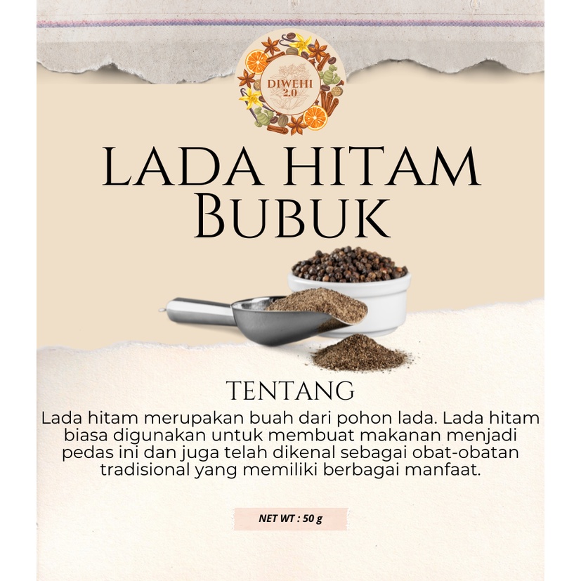 

MURAH! Lada Hitam Bubuk (Black Pepper) 50Gr Murni
