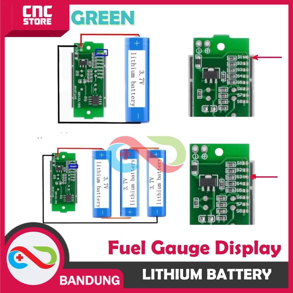 LITHIUM BATTERY FUEL GAUGE DISPLAY MODULE 1/2/3/4/6/7/8S GREEN