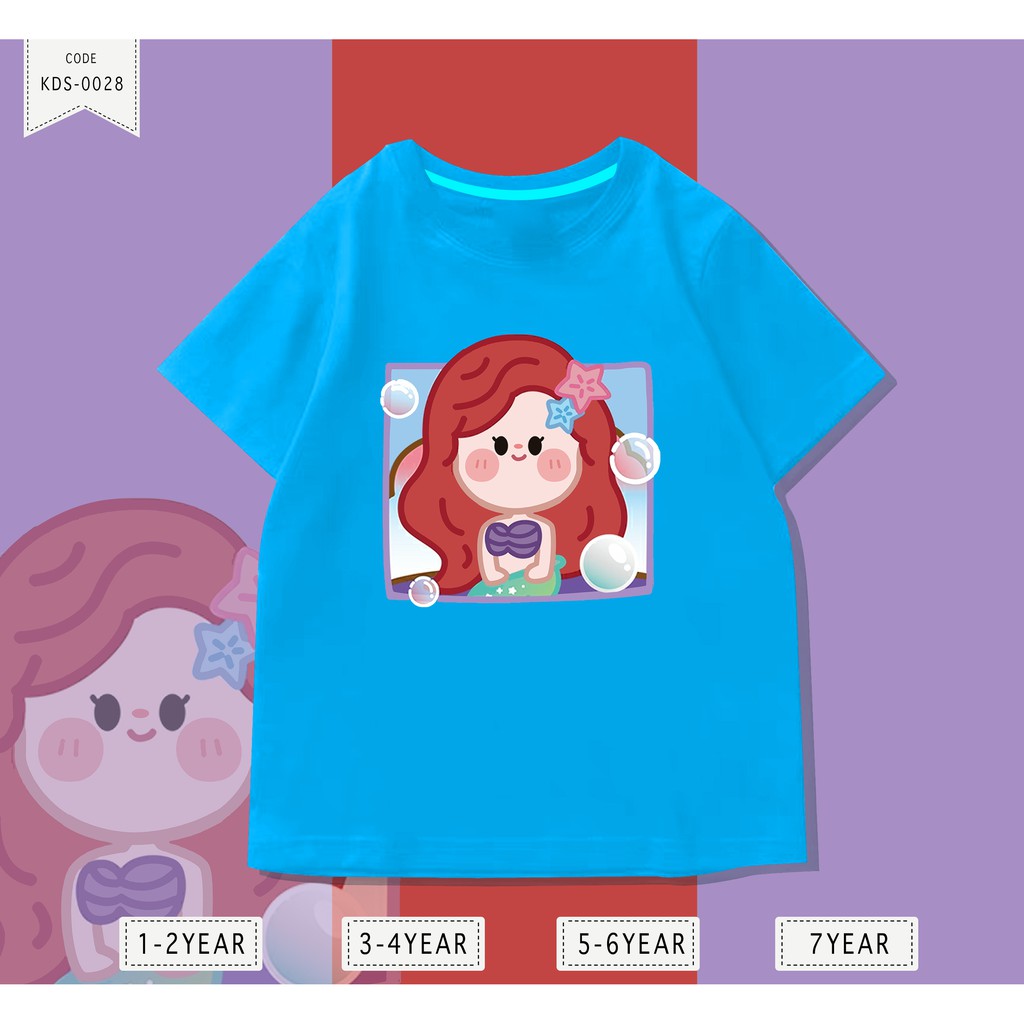 Baju Anak-Anak / Kaos Distro DTF Anak Perempuan Ariel / Unisex / Motif Princess / TERMURAH