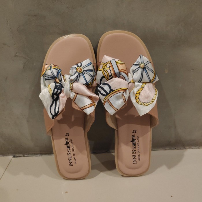 Coklat Import - Sandal Wanita Flat Impor Bangkok - Hitam, Coklat, Beige, Pink