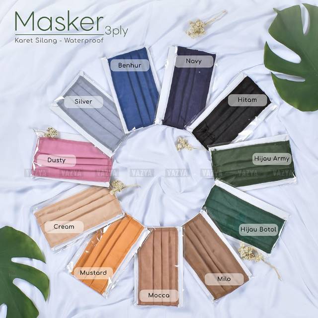 Masker 3ply Karet Silang Waterproof