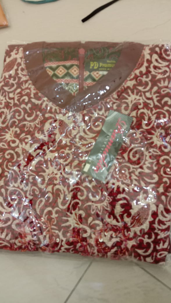 Gamis Polos Wolfis Kombinasi Batik Full Payet Premium Dress Muslimah