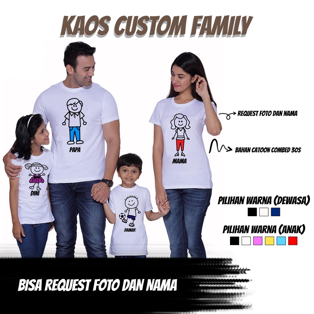Kaos Custom Family / Keluarga Bisa Pakai foto sendiri - Kaos Cople Keluarga - kaos request foto