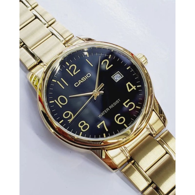 Jam tangan pria Casio MTP-V005 golden black original