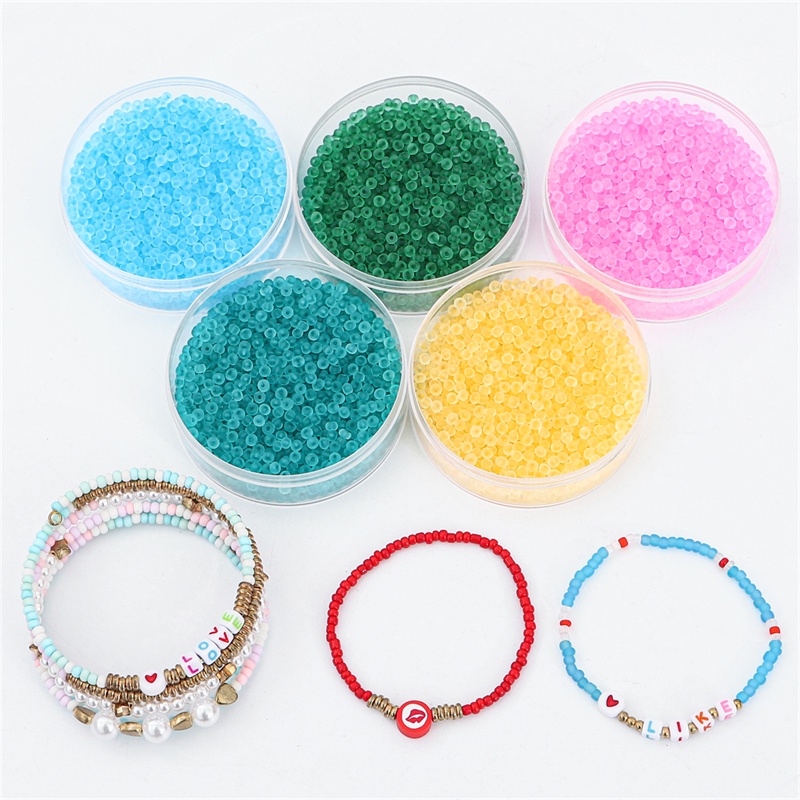 660pcs Manik-Manik Kaca Frosted Bening Ukuran 2mm Untuk Membuat Perhiasan Kalung / Gelang Handmade