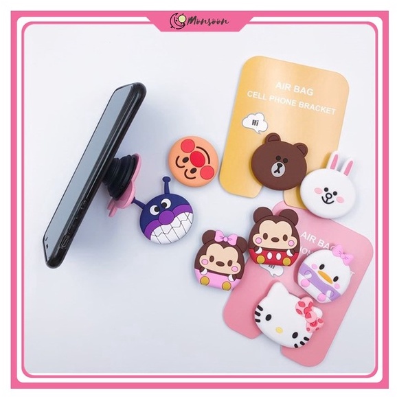 MONSOON - D6007 Socket HP 3D / Aksesoris Grip HP / Pop Socket / Aksesoris Handphone / Pop Socket Karakter BT21