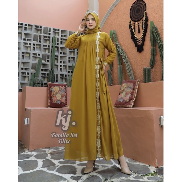 GAMIS BORDIR KAMILA SET/GAMIS MEWAH/GAMIS PESTA