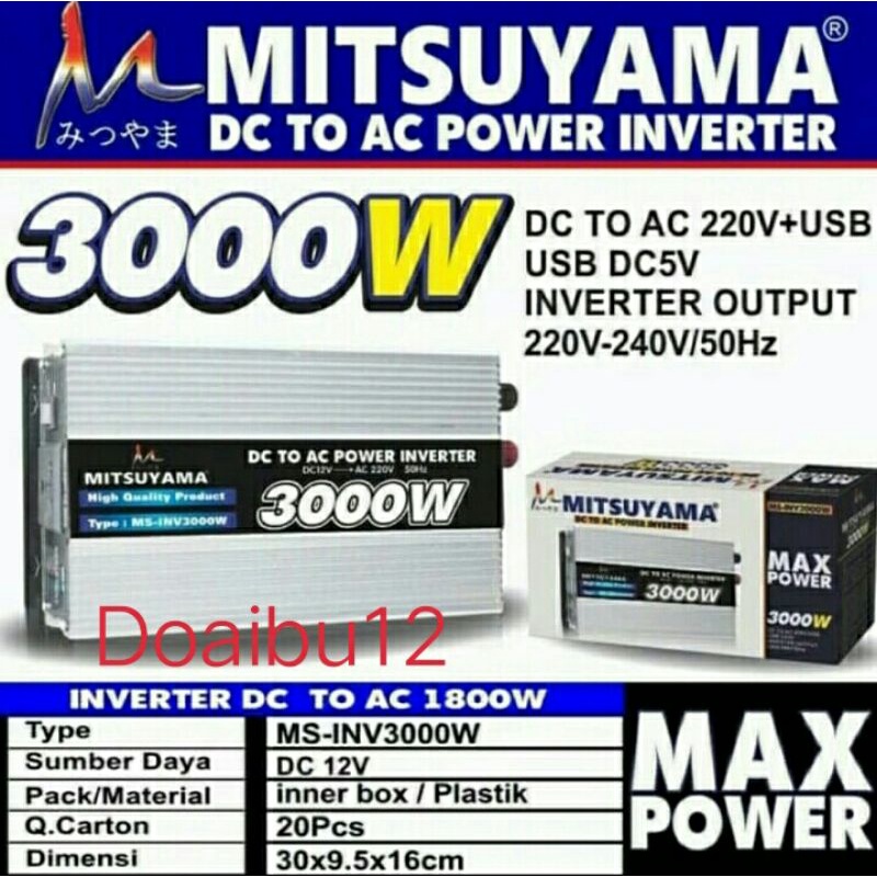 Cod Power Inverter Mitsuyama MS-3000 watt DC to AC Original