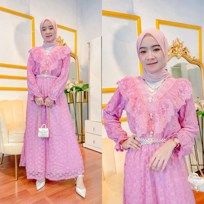 Gamis brokat renda VNS