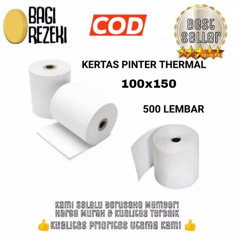 

Sticker Kertas Thermal 500Lembar / Label Thermal 100x150 / Label Sticker Thermal Model Gulung