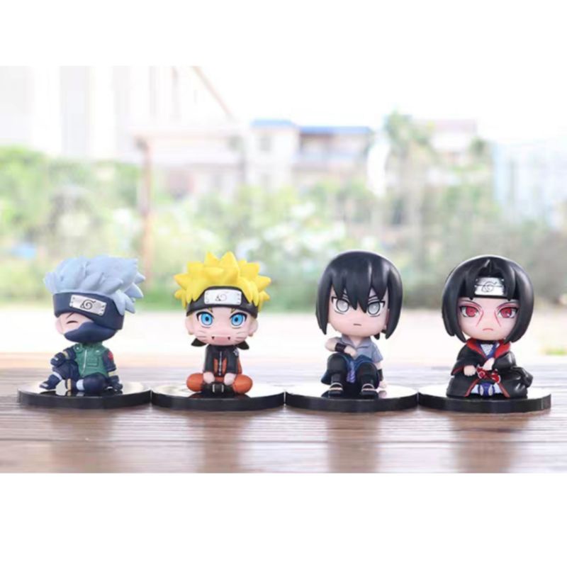 Figure Naruto Uchiha Sasuke Kakshi itachi set 4/miniatur pajangan Topper