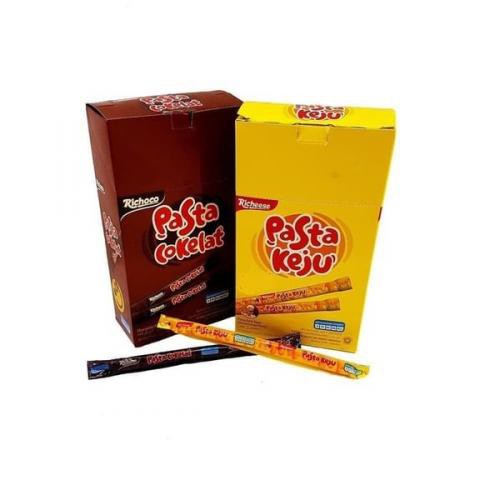 Richeese Pasta Keju / Richoco Pasta Coklat 1 Box Isi 30 x 8 gram
