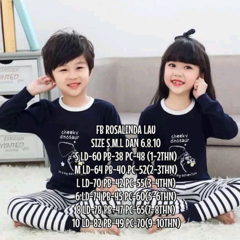 Baju Tidur Anak/Setelan Anak Couple Celana Panjang /Piyama Set Anak laki laki perempuan  C14.C15