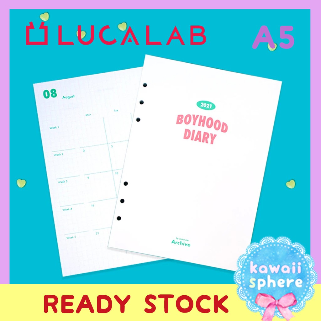 

Lucalab A5 Ring 2021 Boyhood Diary | Calendar, Yearly, Monthly, Weekly, Grid Note Set | Import Korea