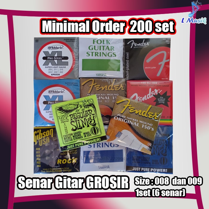 [GROSIR] SENAR GITAR AKUSTIK ELEKTRIK MINIMAL 200 SET  (LOKAL PREMIUM) - ORIGINAL NICKEL WOUND GUITAR STRINGS