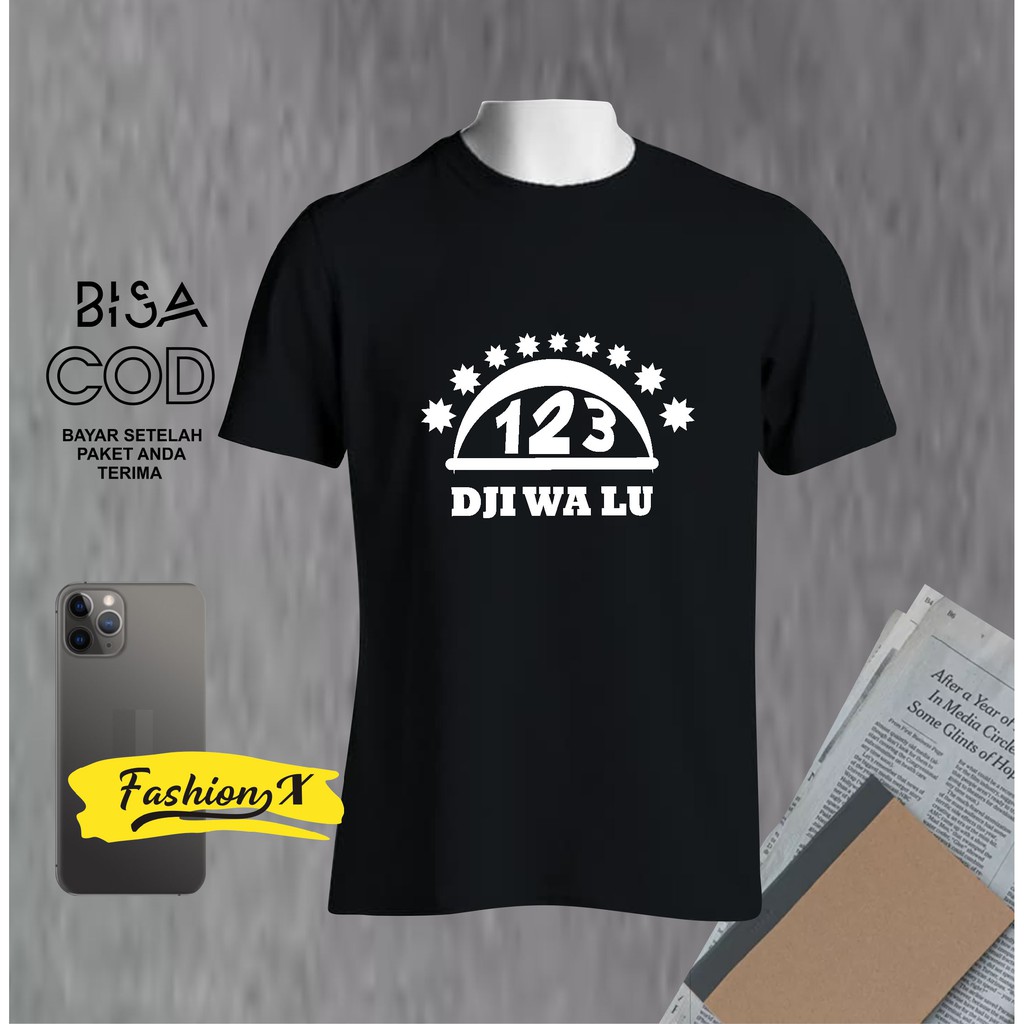 Kaos Pria Distro Keren/Dji Wa Lu/Bandung Original Murah/Baju Oblong Katun 30s/